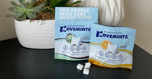 Image showing Movemints as the solution for, "How to get rid of dry mouth fast", specifically for those with Invisalign aligners.